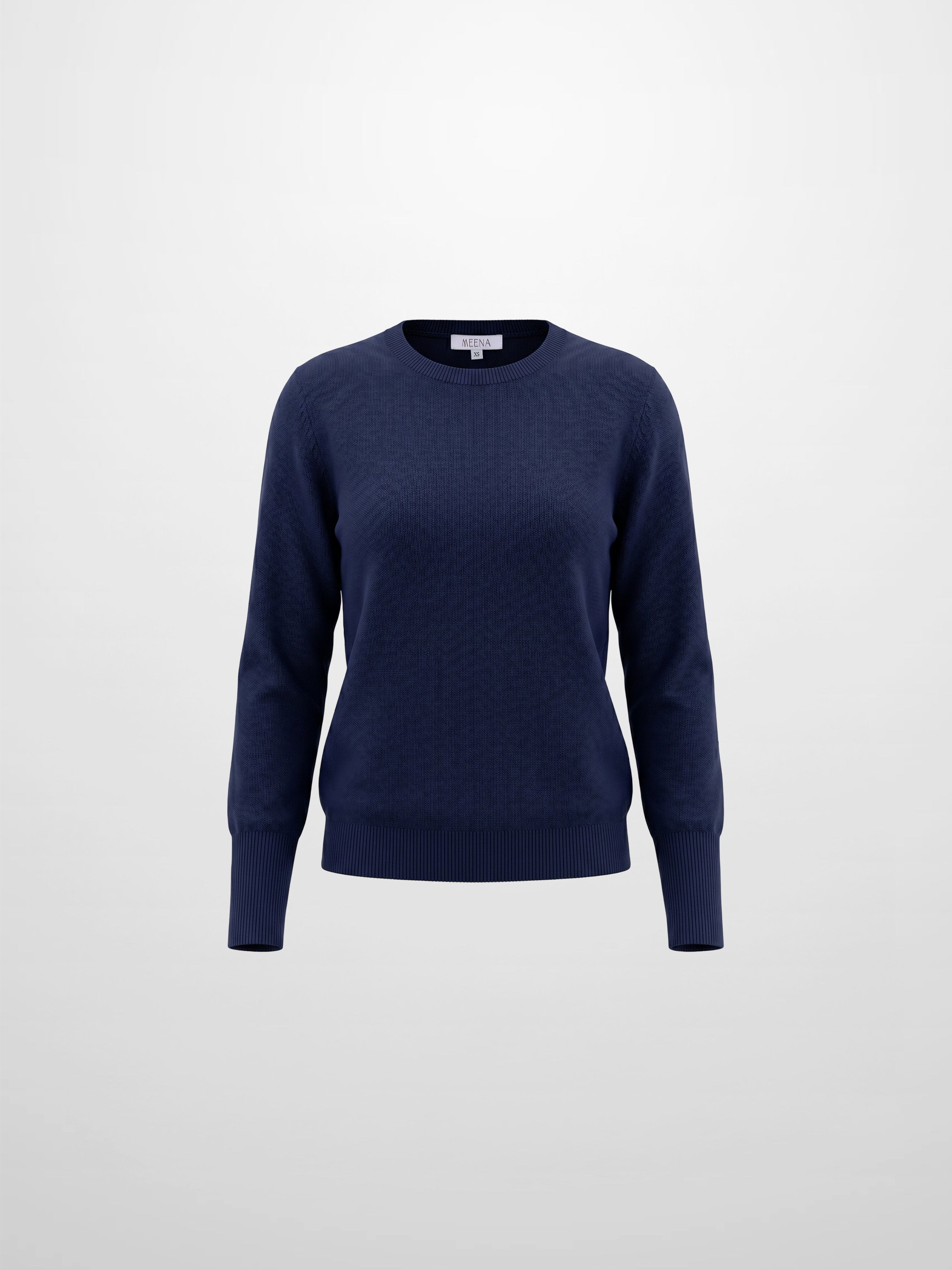 High Cuff Crew Sweater-Navy