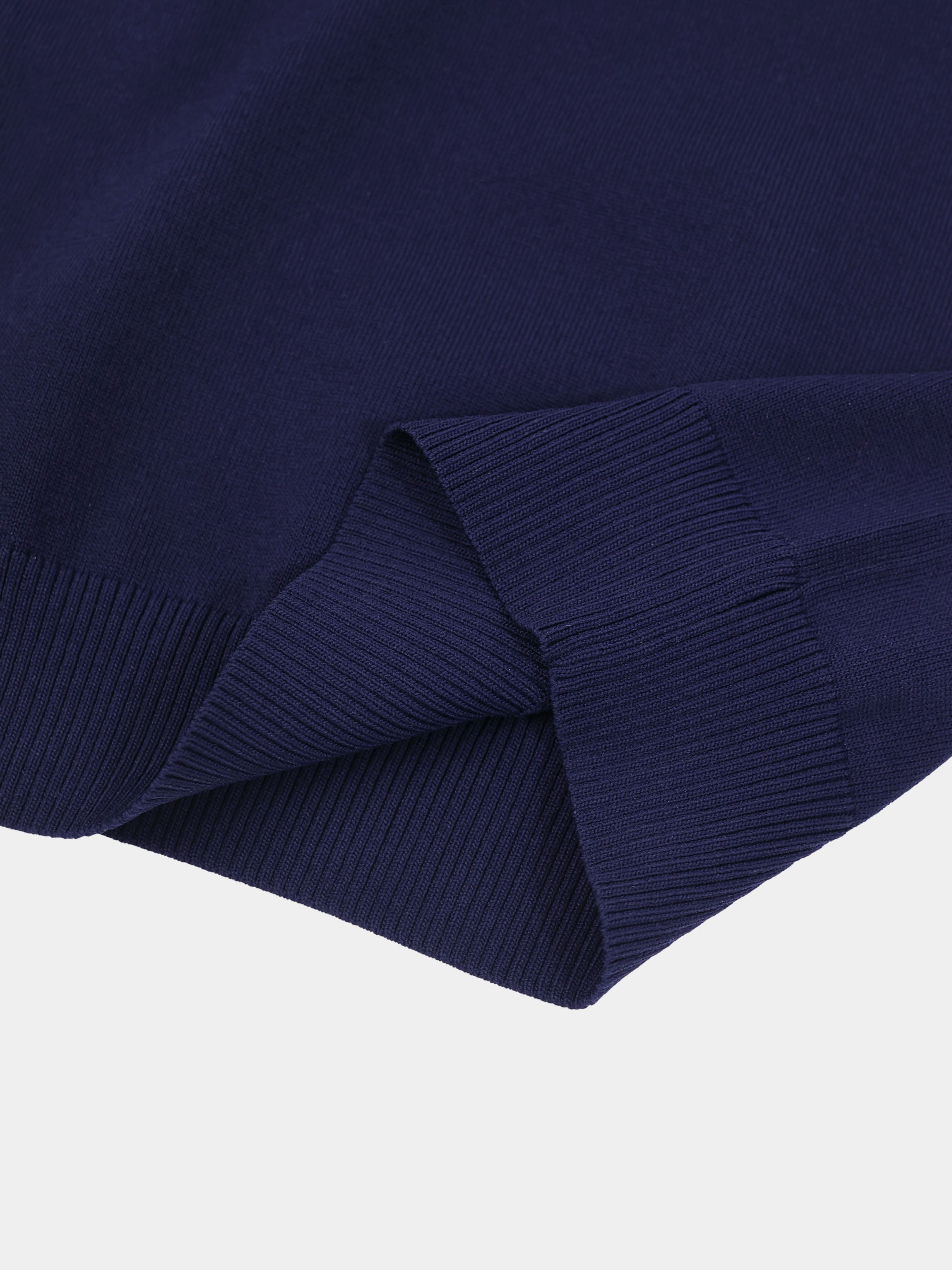 High Cuff Crew Sweater-Navy