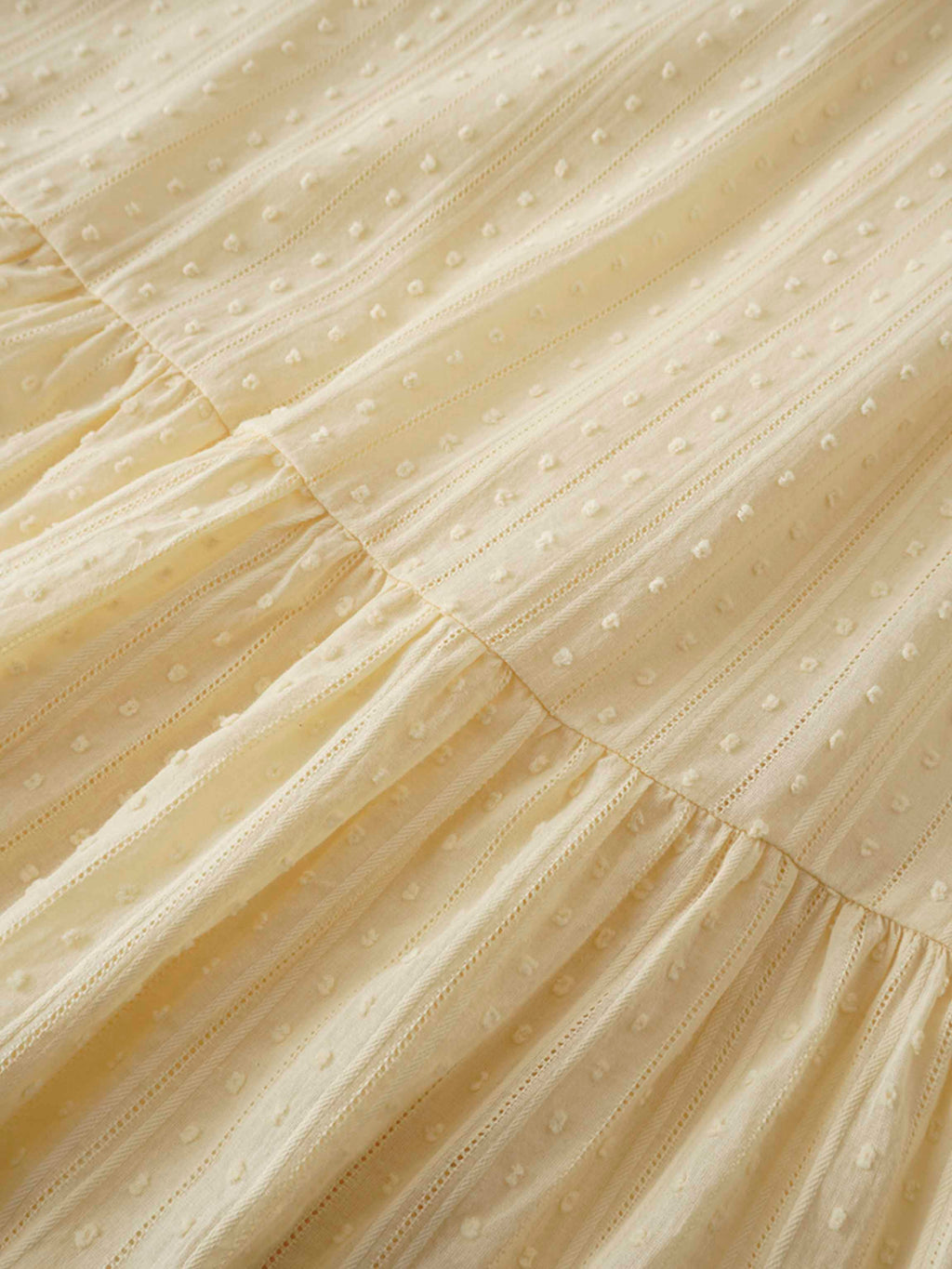 Swiss Dot Ruched Top Dress-Creamy Yellow
