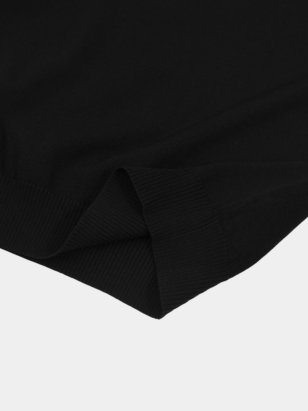 High Cuff Crew Sweater-Black
