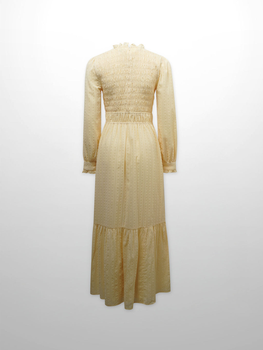 Swiss Dot Ruched Top Dress-Creamy Yellow