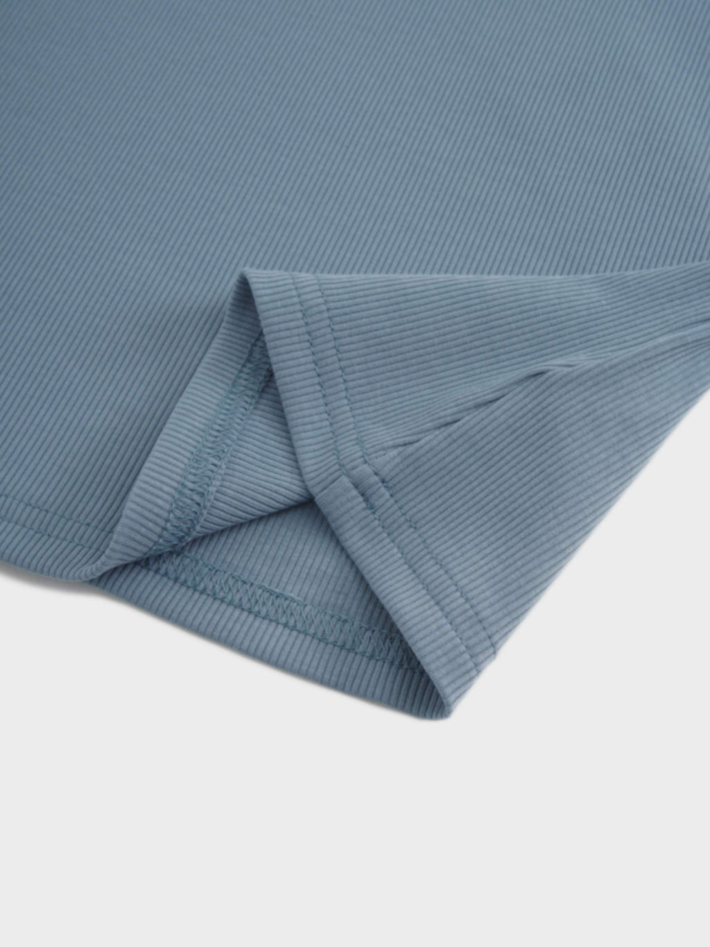 Soft Ribbed High V Tee-Dusty Blue