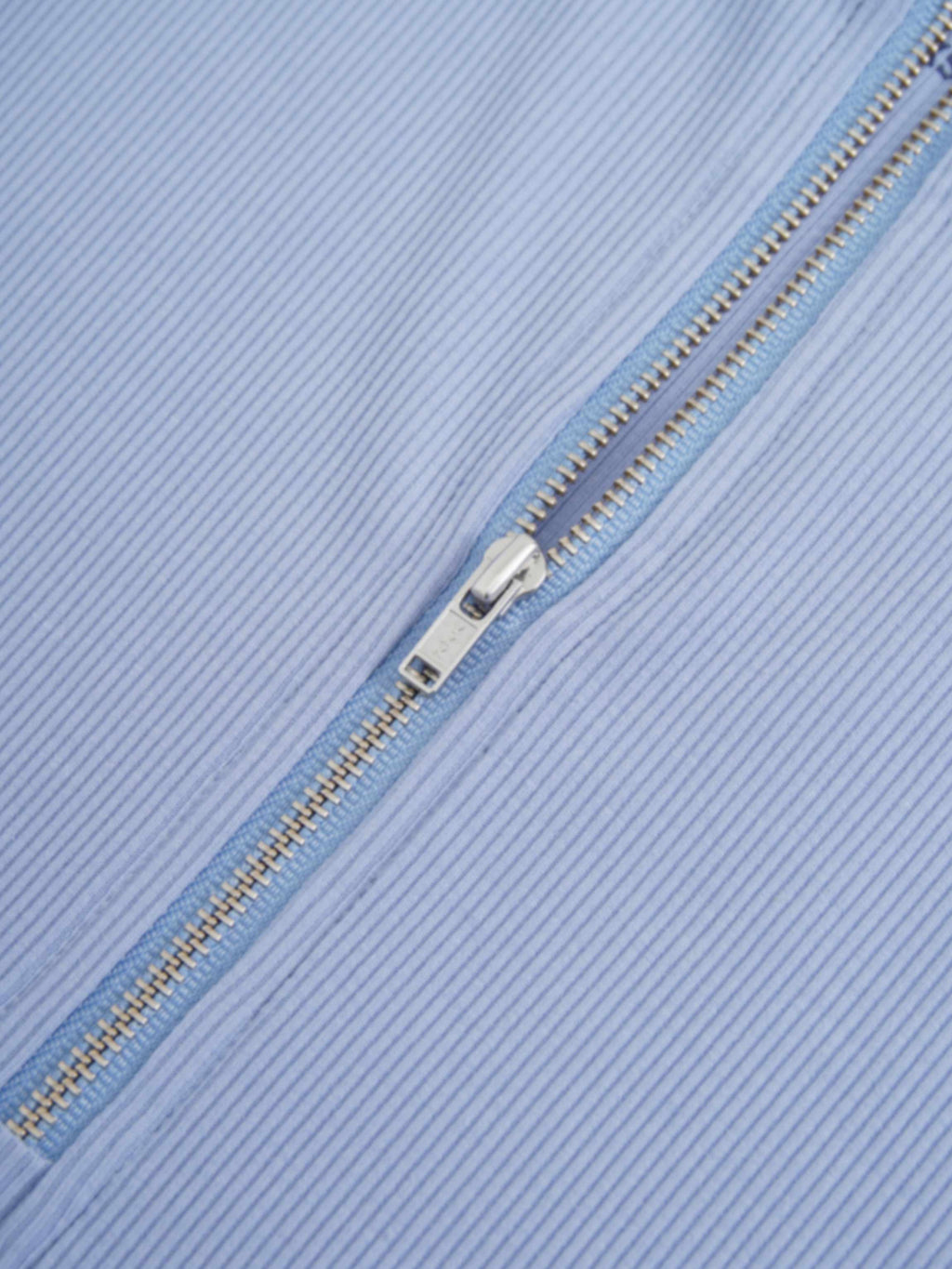 Ribbed Half Zip Hoodie Tee-Sky Blue