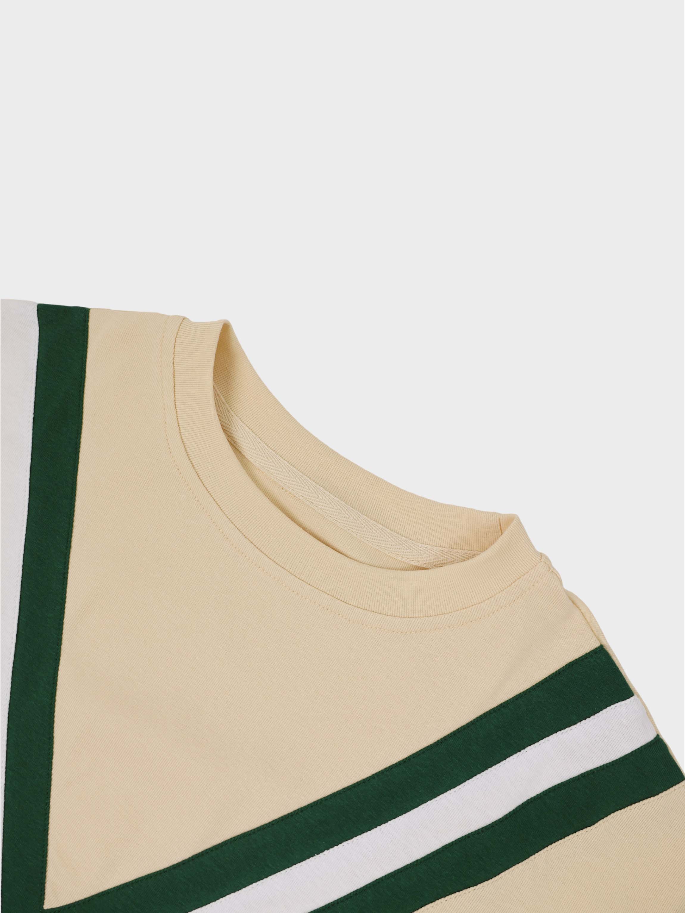 Varsity Bomber-Cream/Green