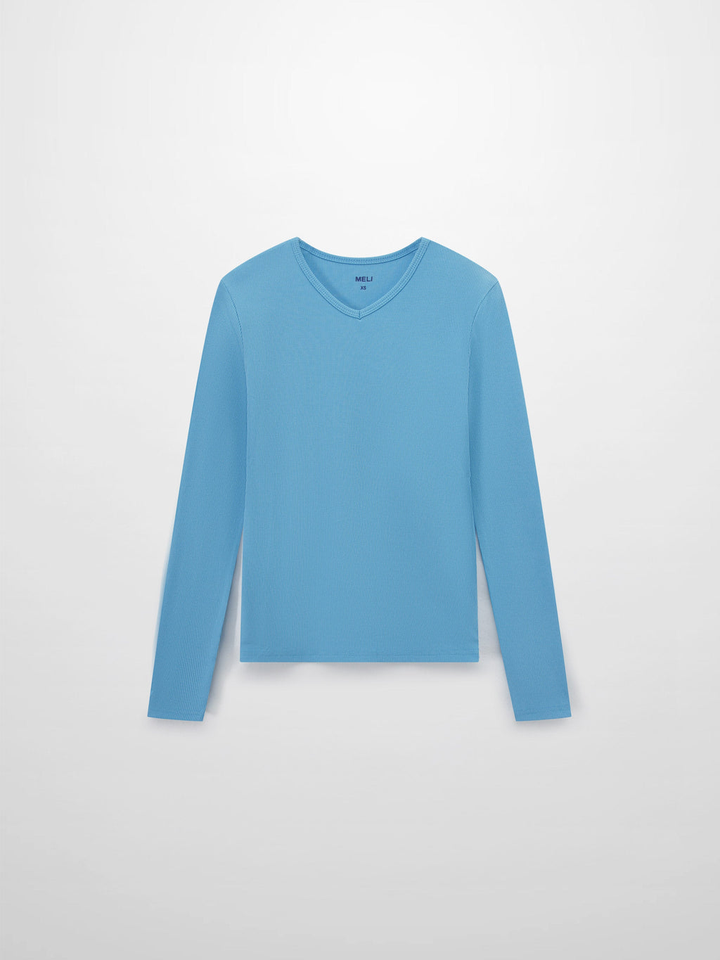 Soft Ribbed High V Tee-Sky Blue