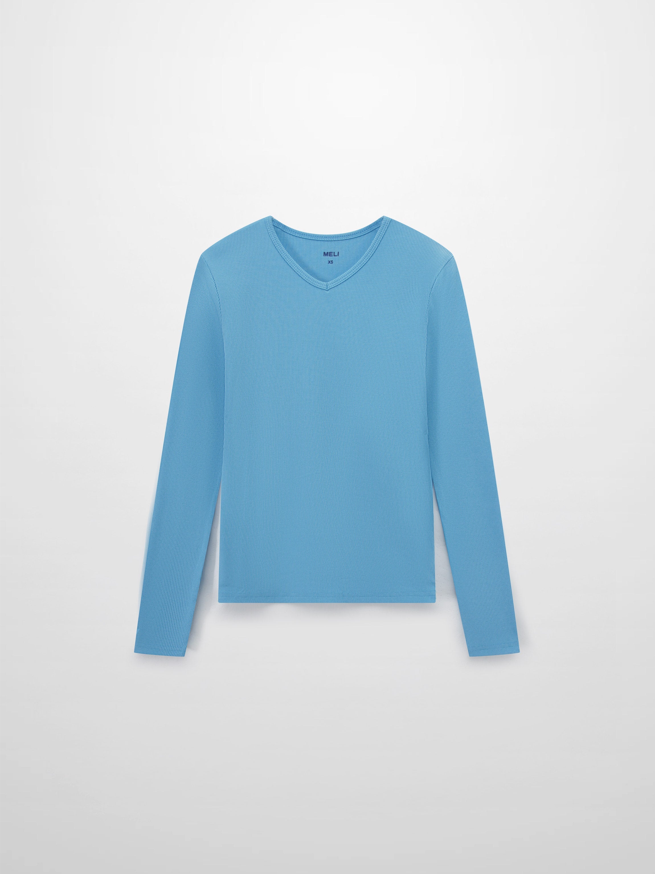 Soft Ribbed High V Tee-Sky Blue