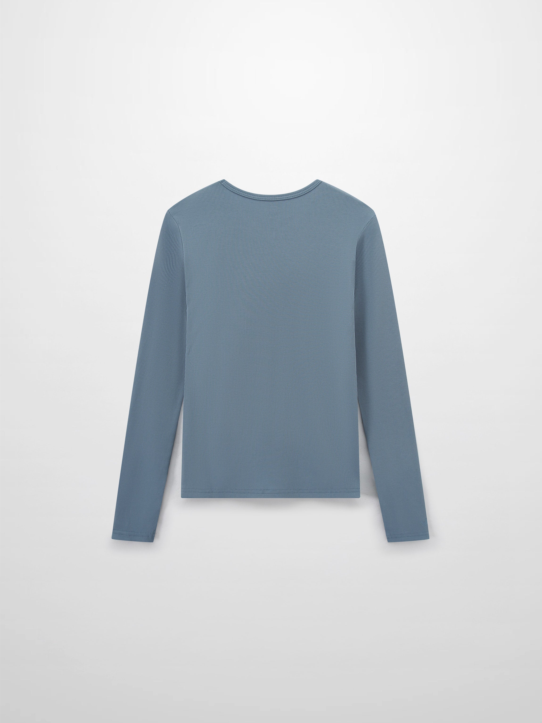 Soft Ribbed High V Tee-Dusty Blue