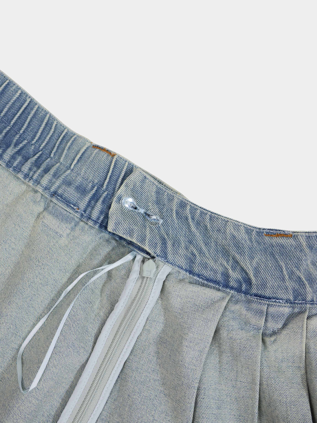 Buckle Design Denim Skirt-Blue