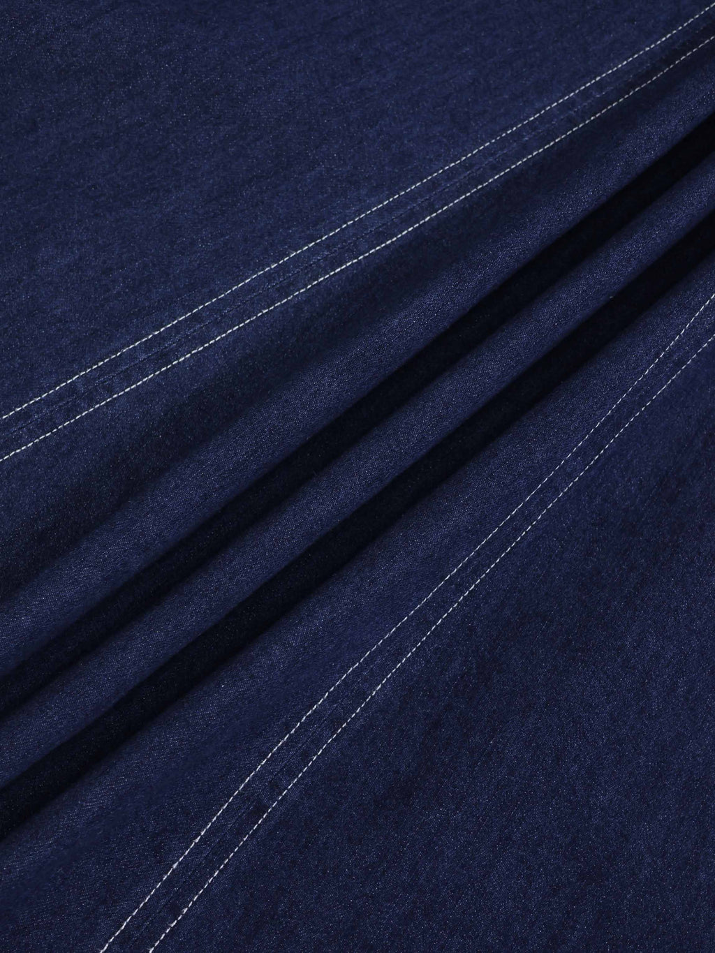 Seamed Bottom Stitched Denim Skirt-Dark Blue