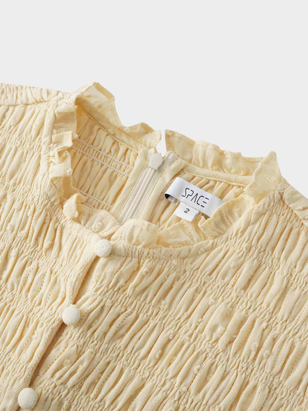 Swiss Dot Ruched Top Dress-Creamy Yellow