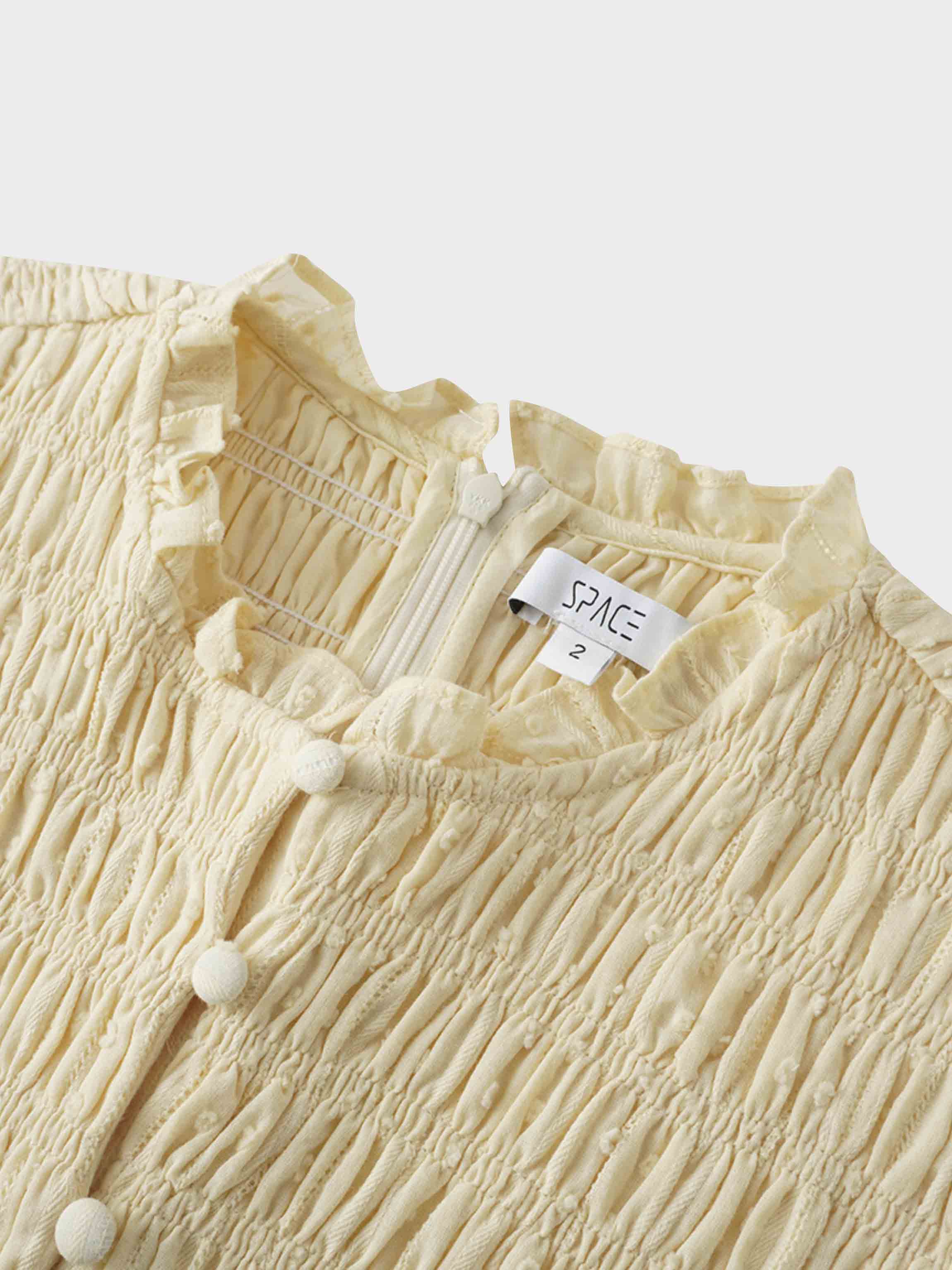 Swiss Dot Ruched Top Dress-Creamy Yellow